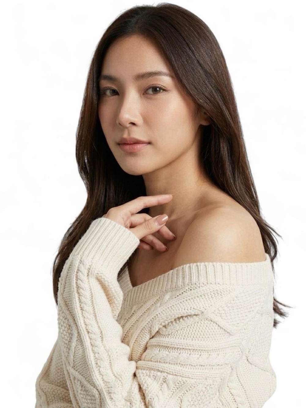 Aeropostale Cream Cable Knit Off Shoulder Sweater Size S Cozy Chunky Cottagecore